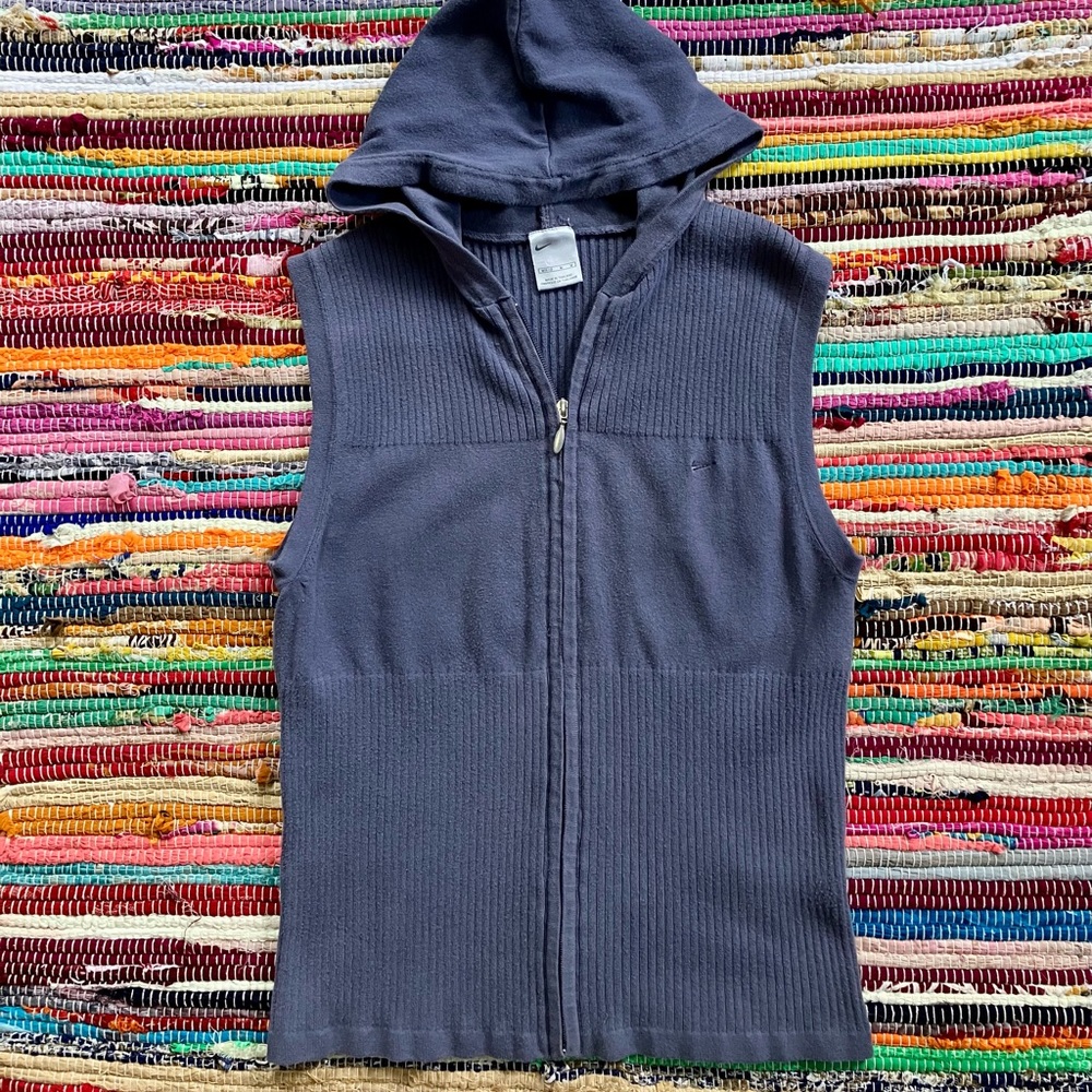 Nike ~ Hooded rib knit sweater vest full zip